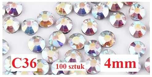 C36 Cyrkonie cekiny jety komplet 4mm do paznokci lub scrapbooking