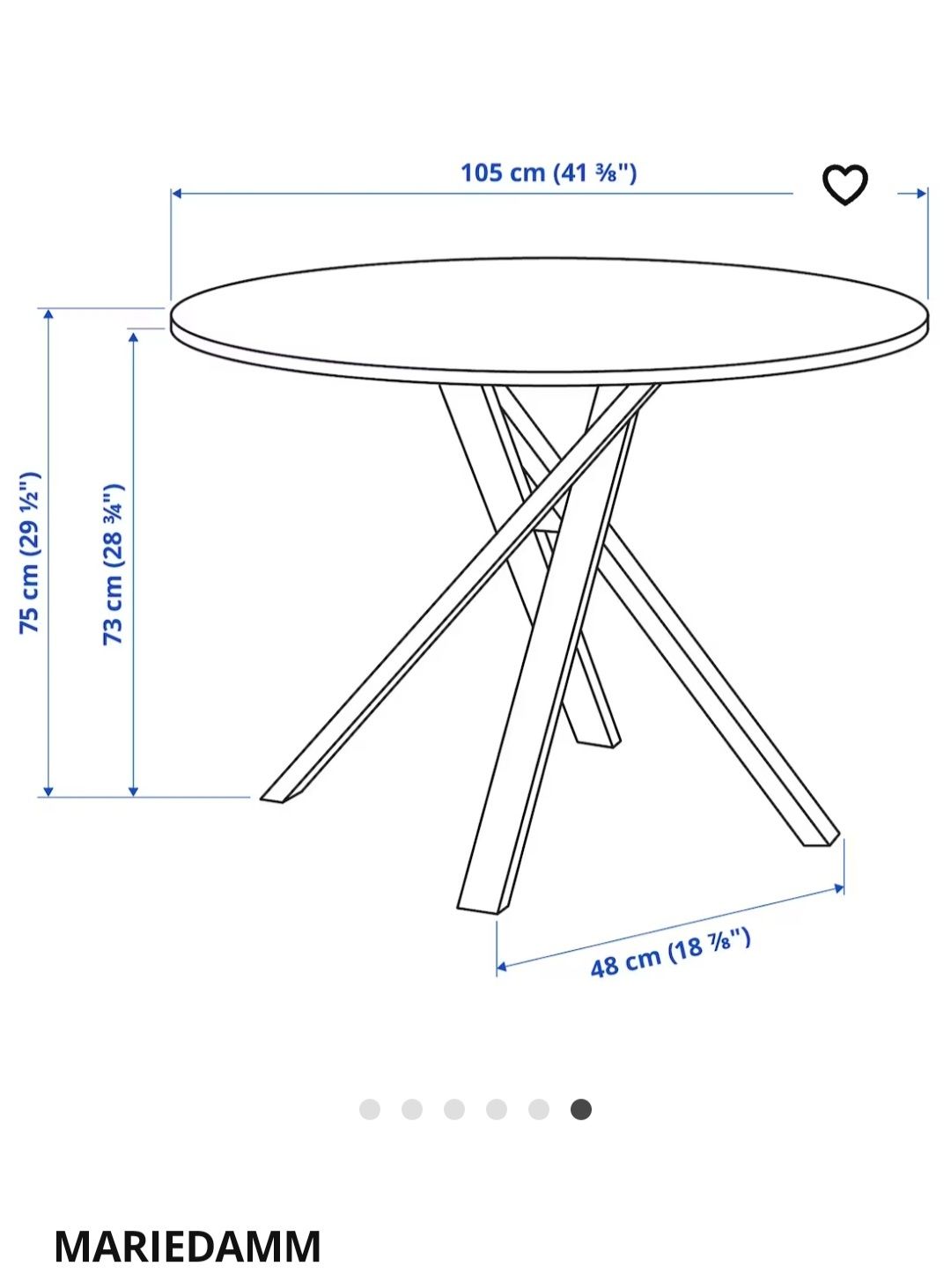 Stół okrągły, szary IKEA