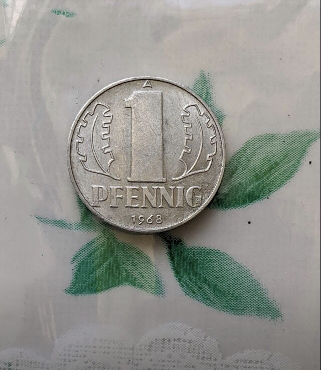 1 pfennig 1968 монета ГДР
