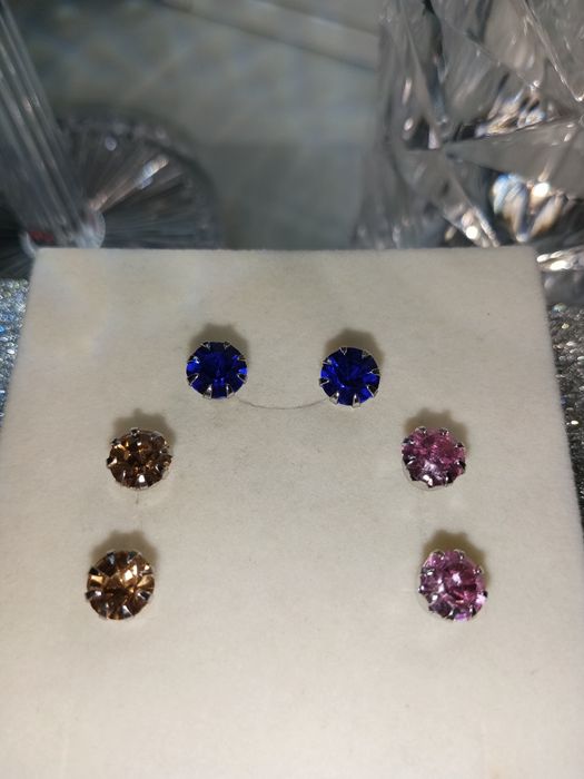 Srebrne kolczyki 3 pary zestaw próba 925 okazja tanio nowe