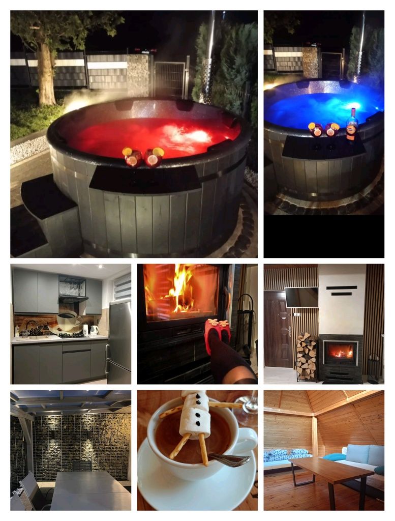 Domek z balią jacuzzi nad jeziorem w Międzybrodziu Żywieckim .