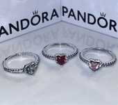 Каблучка кільце пандора pandora колечко з червоним сердечком срібло925