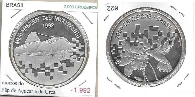 Brasil -2.000 Cruzeiros - 1992 - Conferência das N.U. - Moeda de Prata