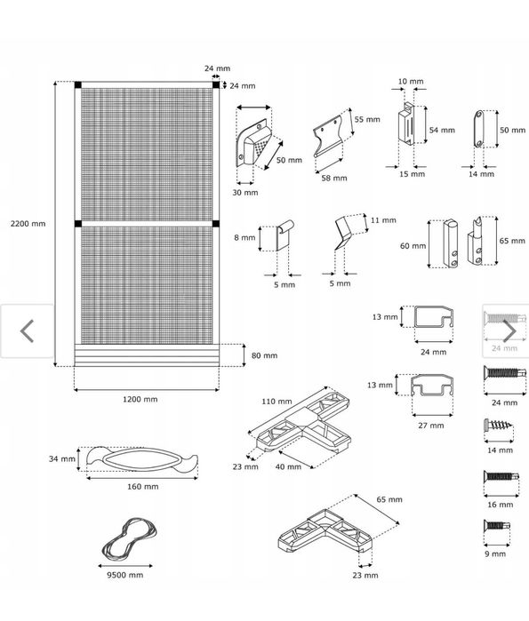 Moskitiera aluminiowa na zawiasach 120x220 BRĄZOWY