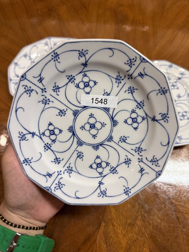 3 sztuki talerz wzór słomkowy kobalt jndischblau zestaw 1548
