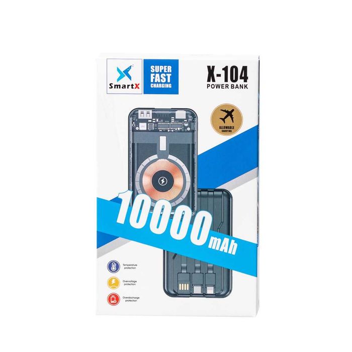 Повербанк Smart X 10000 mAh з бездротовою зарядкою 3 шнури в комплекті