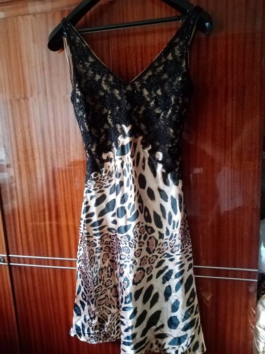 Шелковое платье, тигровый принт, кружево и стеклярус