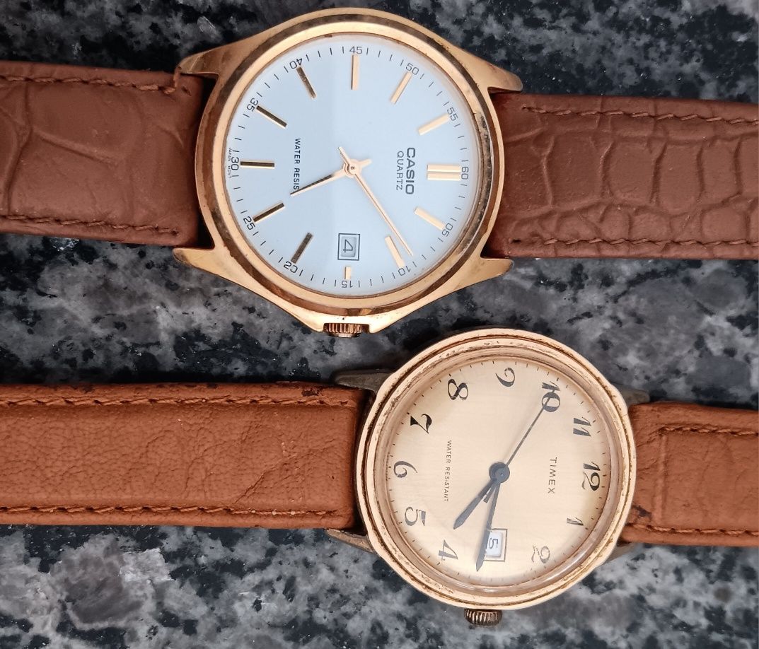 2 Relogios casio e timex de corda