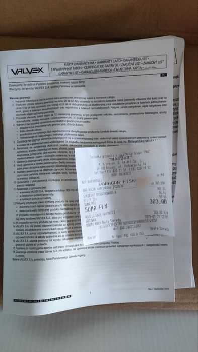 VALVEX Bateria natryskowa z zestawem natryskowym