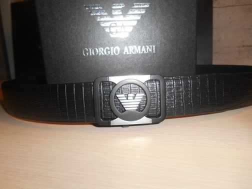 Emporio Armani Męski pasek firmowy, skóra naturalna 164