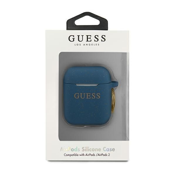 Guess Guaccsilglbl Airpods 1/2 Cover Niebieski/Blue Silicone Glitter