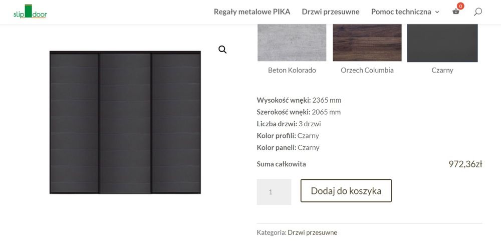 Czarne drzwi przesuwne