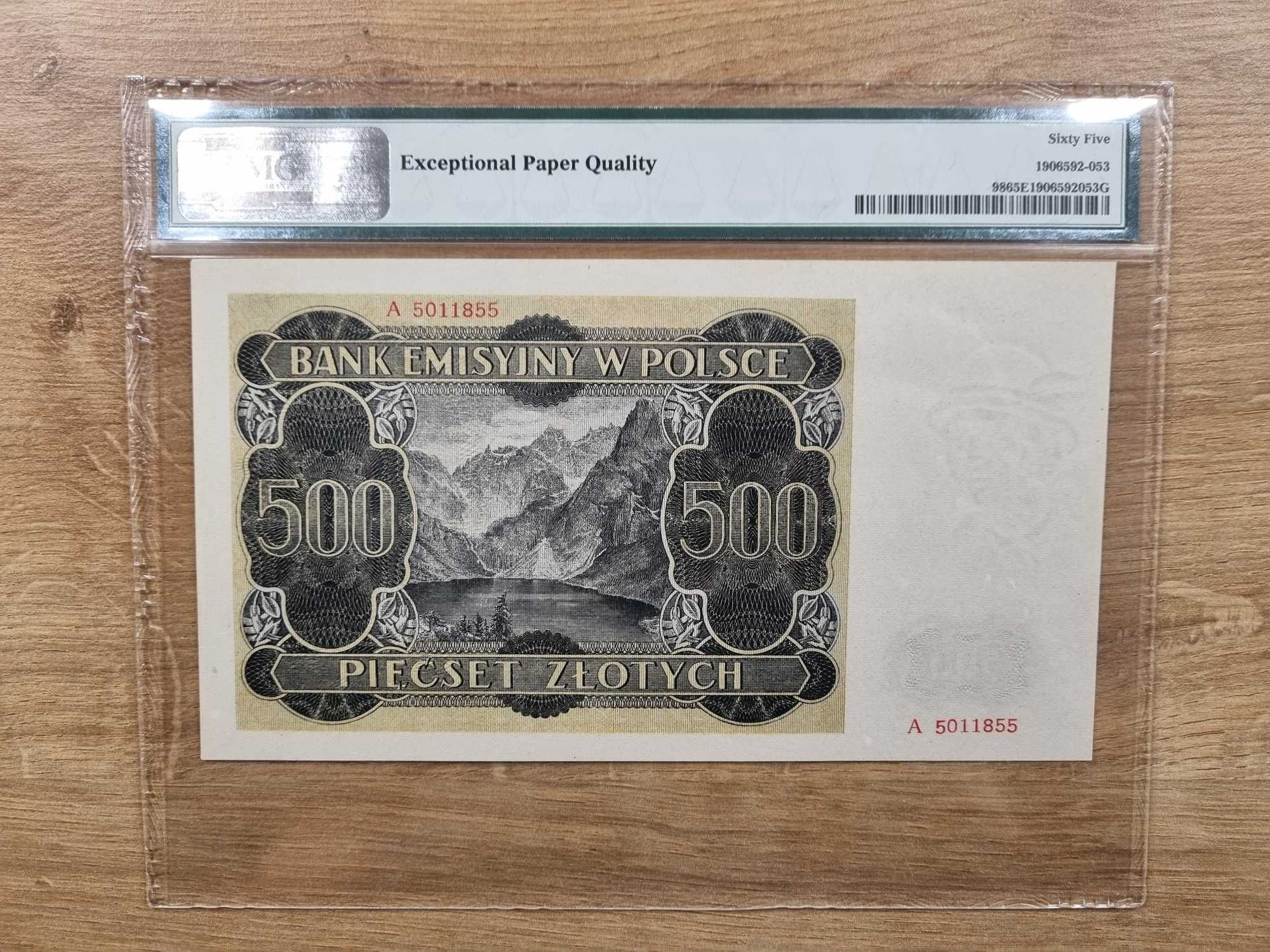 500 zł 1940 PMG ser A 500 złotych 1940 A Góral PMG 65 epq