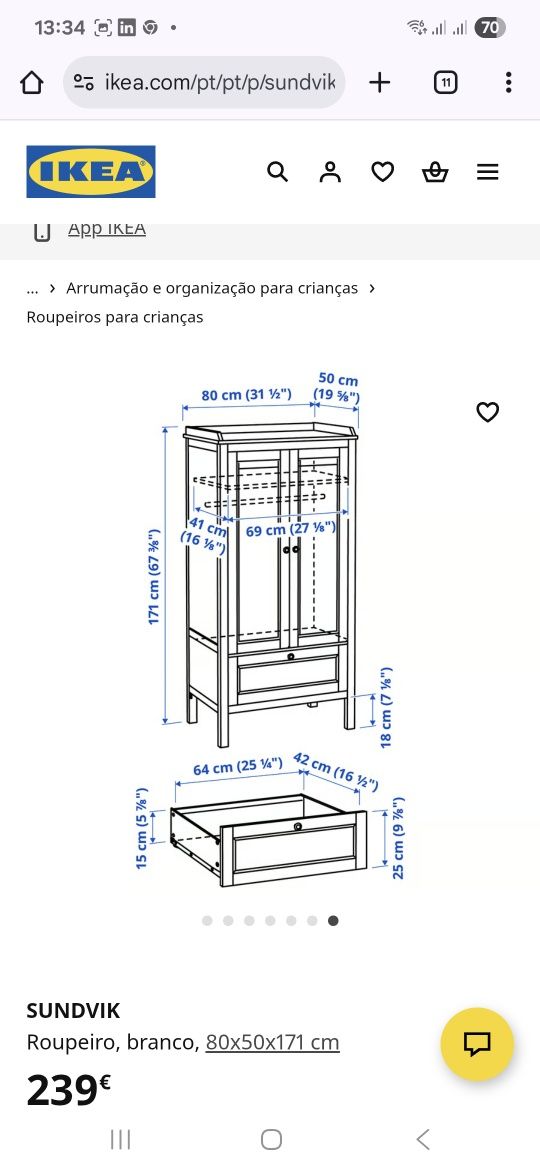 Roupeiro branco, IKEA Sundvik