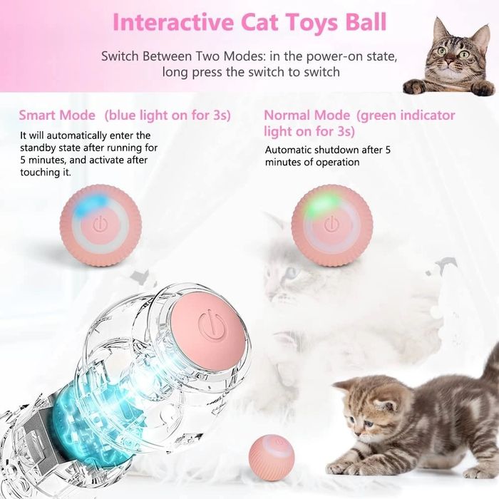 Zabawka dla kota, uciekająca piłka, piłka do samodzielnej zabawy, USB