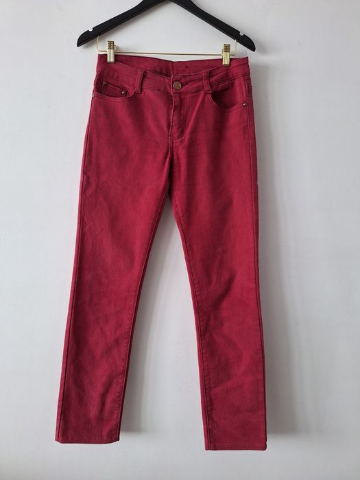 Spodnie długie burgundowe jeansowe jeansy straight damskie 38 M