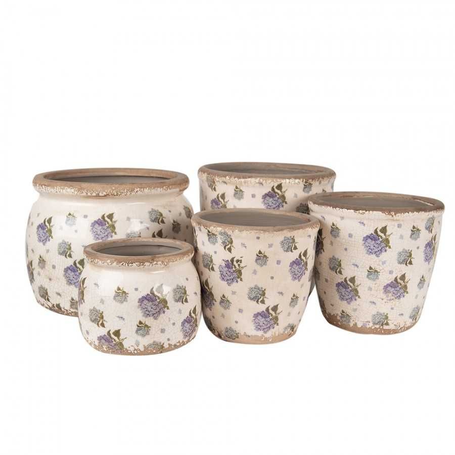Donica osłonka ceramiczna w hortensje 16x13cm.  6CE1639M
