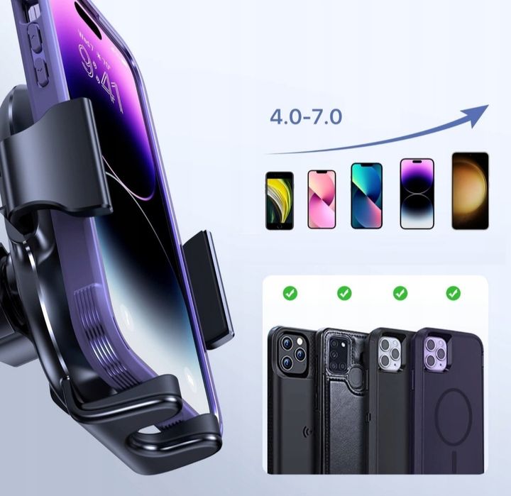 Miracase wysuwany uchwyt Samochodowy na Telefon 4-7'' cali Czarny