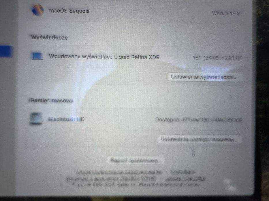 MacBook PRO A2485 M1 16GB 512GB 34 cykle NOWY caly zestaw