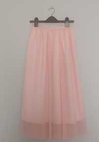 Reserved Śliczna tiulowa różowa plisowana spódniczka, rozmiar 152