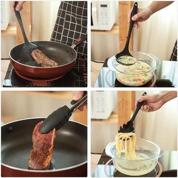 Zestaw Przyborów Kuchennych Silikonowe Teflon Akcesoria Kuchenne