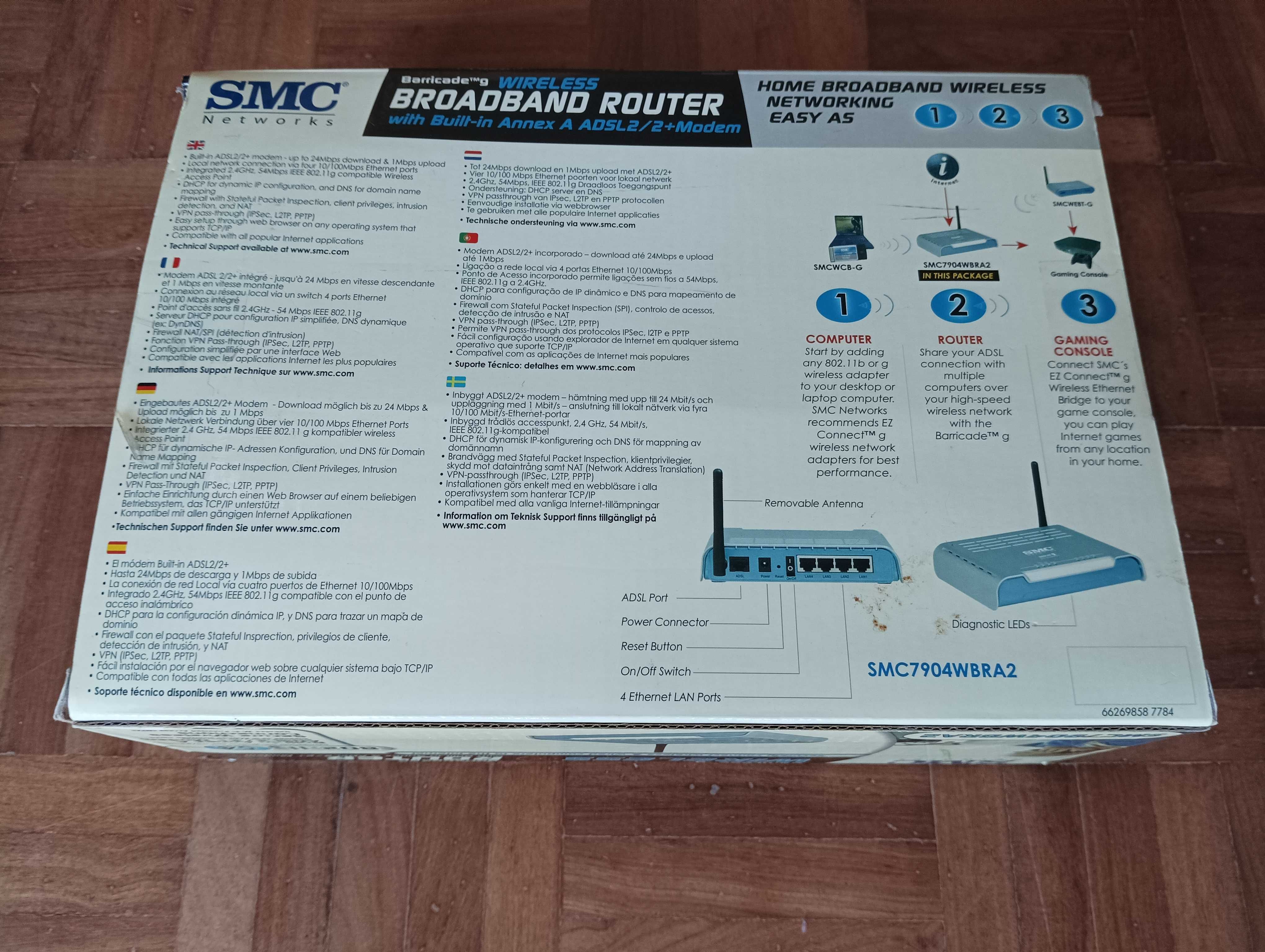 Router Modem ADSL 2+, Marca SMC, e Pen Wireless USB