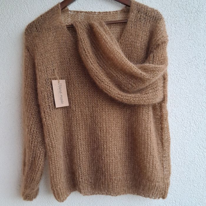 Sweter mgiełka, moher z jedwabiem.Handmade.