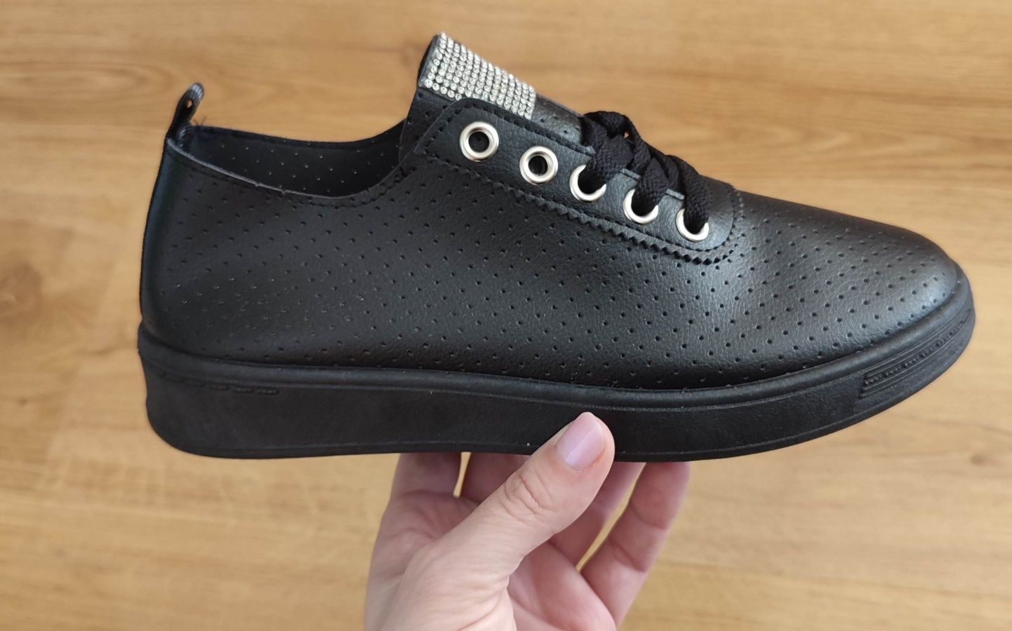 Trampki damskie tenisówki Eco skóra czarne