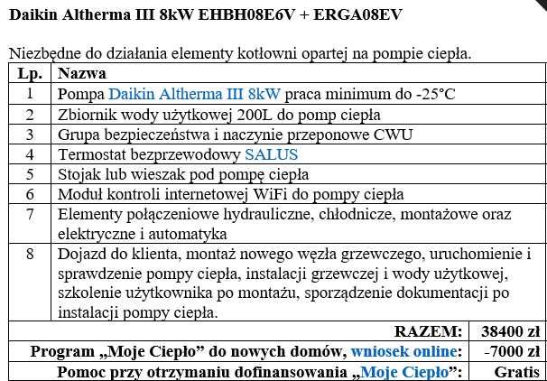 pompa ciepła Daikin Altherma 8kW cały zestaw z montażem Autoryzowany