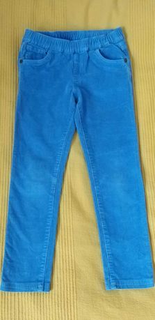 spodnie r. 116 sztruks ze streczem niebieskie