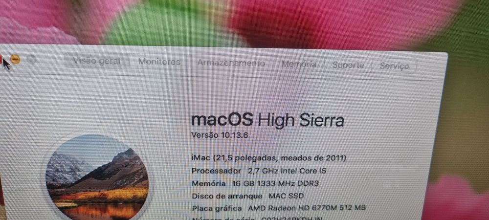Imac 21.5 I5 ssd 280G memória 16G