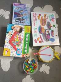 Zabawki 3+ puzzle, bębenek, zestaw kuchenny
