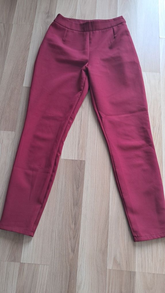 Eleganckie spodnie bordowe damskie S 36 garniturowe