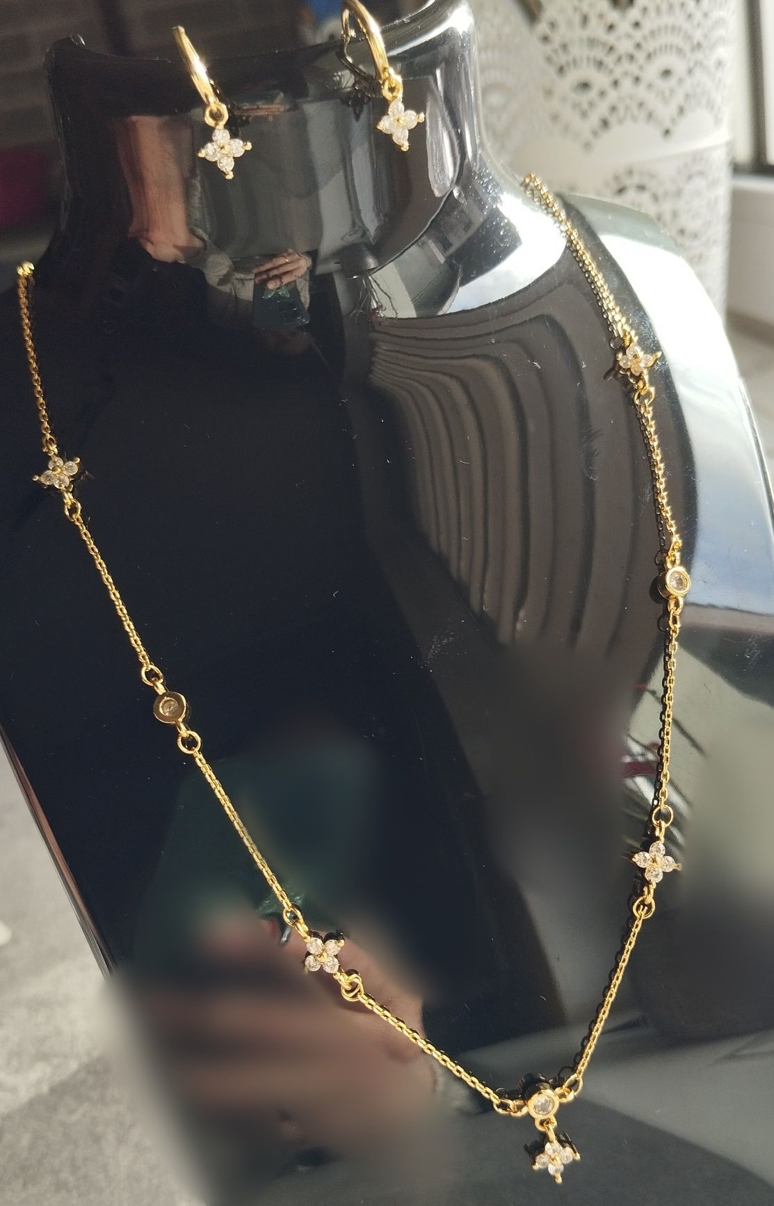 Komplet biżuterii YES łańcuszek celebrytka srebro 925 pozłacane