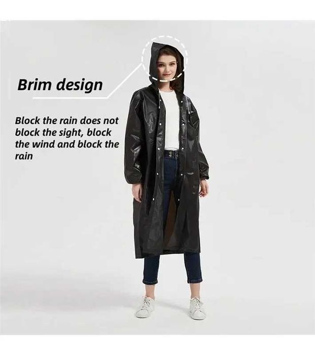 Casaco Impermeável Comprido, com Capuz, em Eva