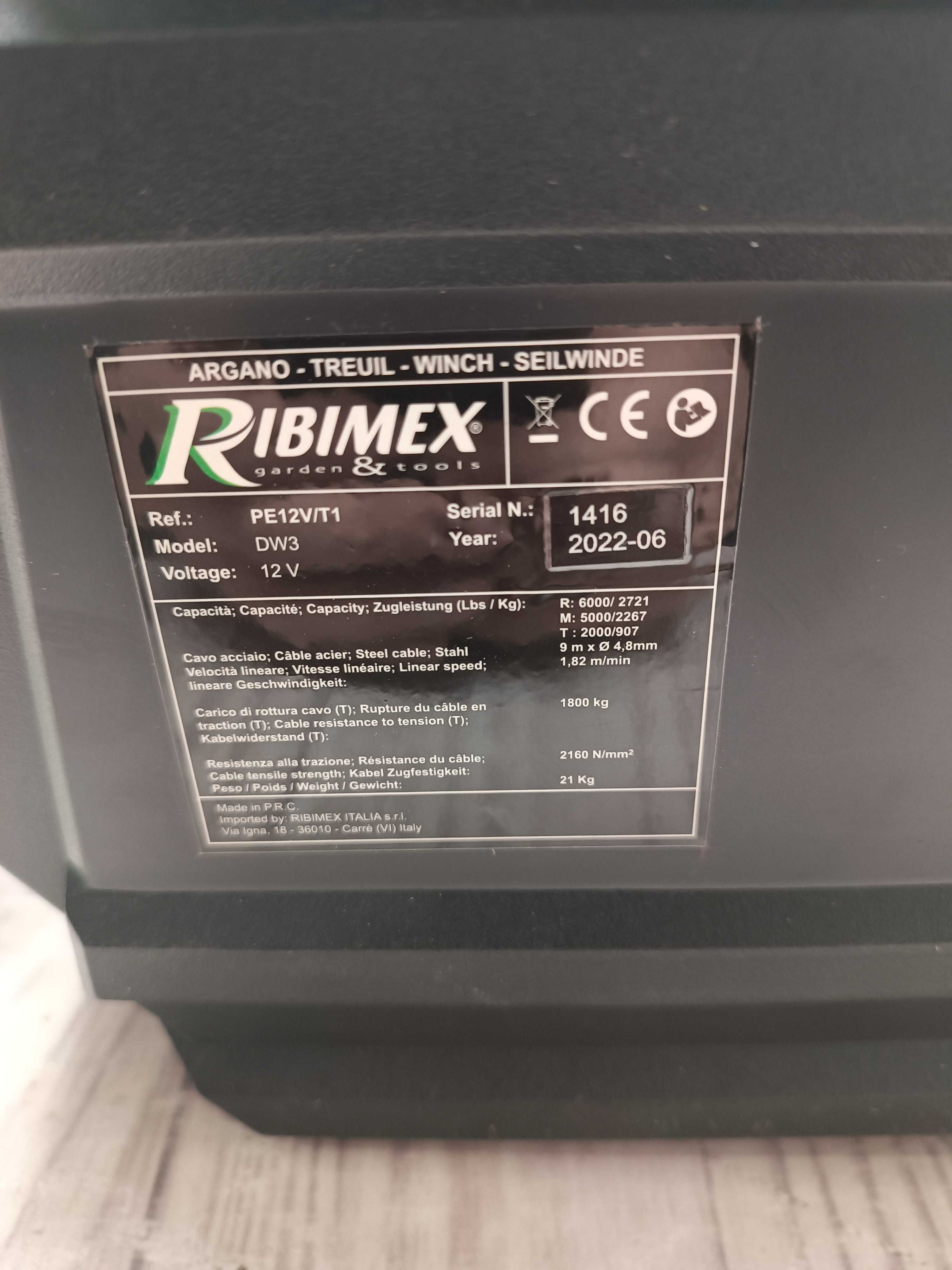 RIBIMEX 4277 5 тонн лебідка портативна автомобільна 12В + пульт ДК