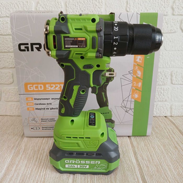 Акумуляторний ударний шуруповерт grosser gcd522t