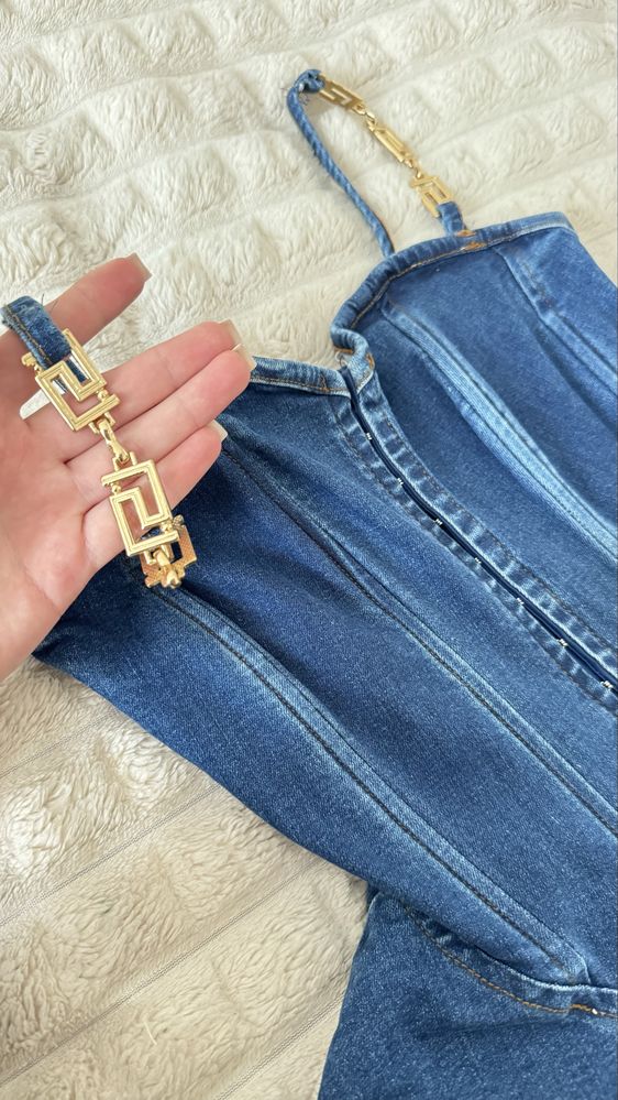 платье джинсовое Versace версаче сарафан юбка топ корсет