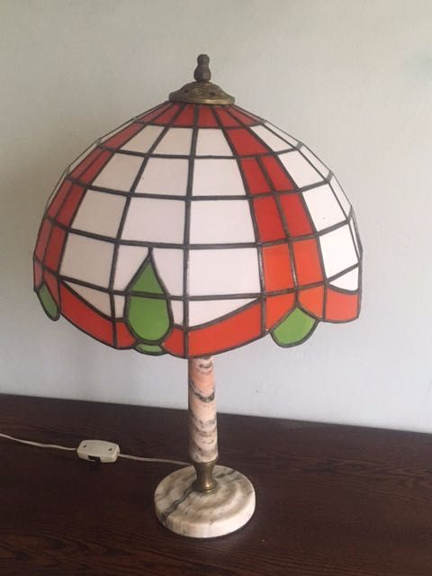 LAMPA STOJĄCA WITRAŻ na kamiennej nodze/ marmur Lampa TIFFANY