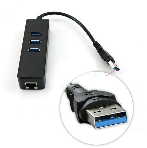 Adaptador Rede Ethernet RJ45 Gigabit + Hub 3 Portas USB 3.0 Alta veloc