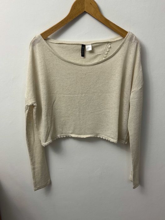 Wiskozowy kremowy sweterek bluzka rozkloszowana oversize HM M 38