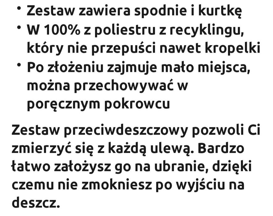 Zestaw przeciwdeszczowy XL