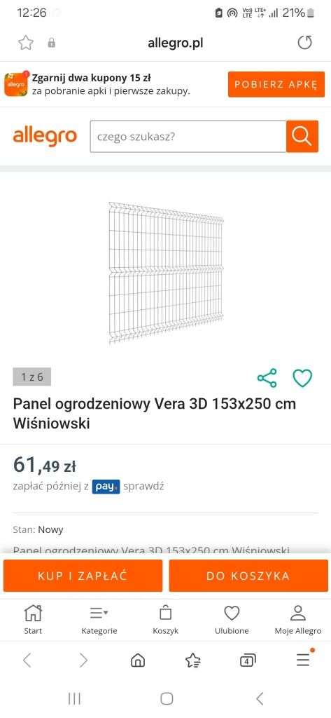 Panel ogrodzeniowy ocynkowany nowe