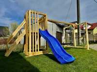 Drewniany plac zabaw dla dzieci - NOWOCZESNY -dużo elementów