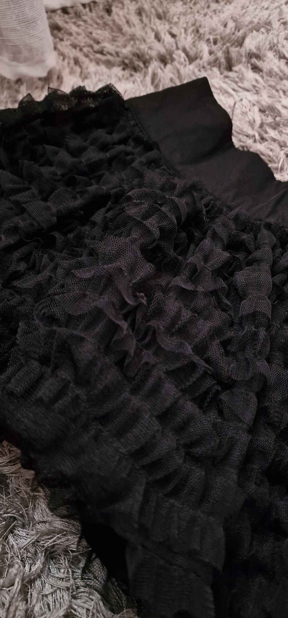 BOBOLI 128 CM czarna spódnica z falbanami bdb