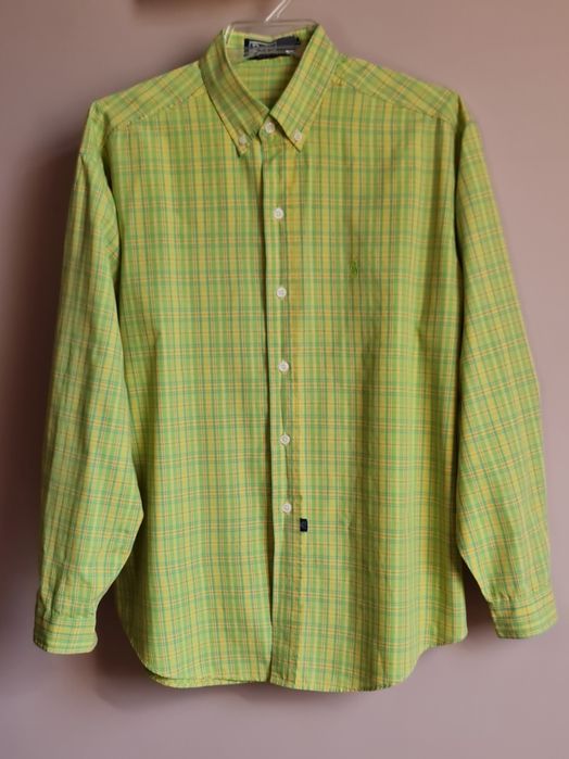 Koszula męska z długim rękawem Polo 20 zielona w kratkę XL XXL