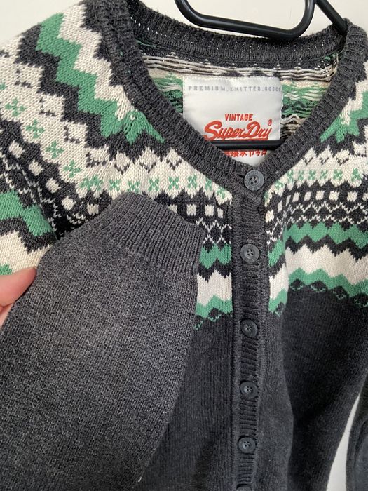 Sweter zapinany superdry norweskie wzory