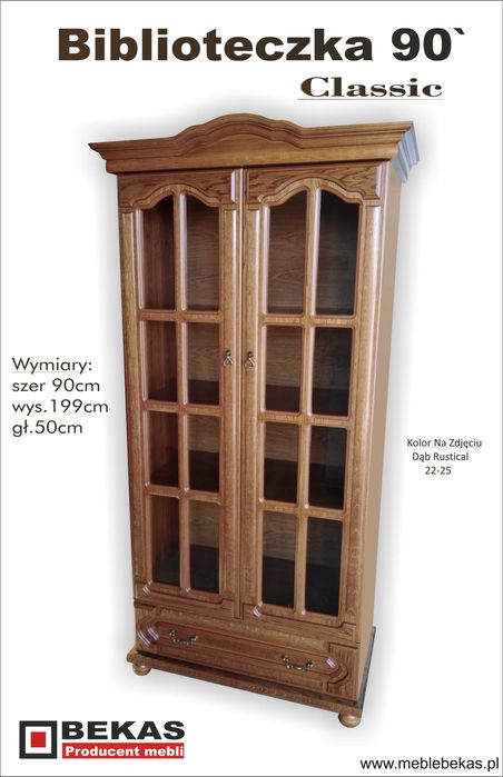 Prześliczna Biblioteczka 140` (3D-2S) Clasik Orzech Bekas Producent