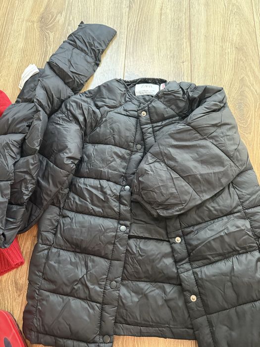 Zestaw ubrań dla dziewczynki 110 plaszczk jesienny szalik kalosze