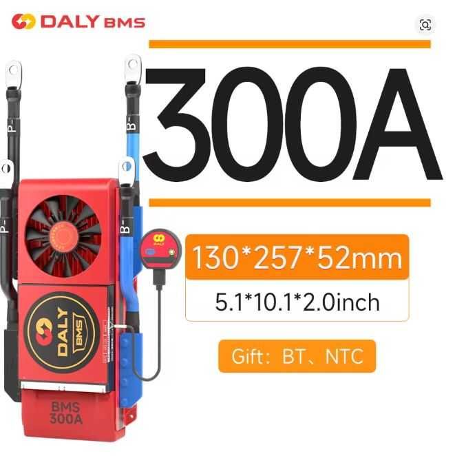 Потужна плата Daly Smart BMS 300A (BT BMS FAN, LiFePO4 16S